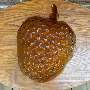 Vintage Amber Indiana Glass Fruit Bowl Grape Pattern Salad Bowl Serving